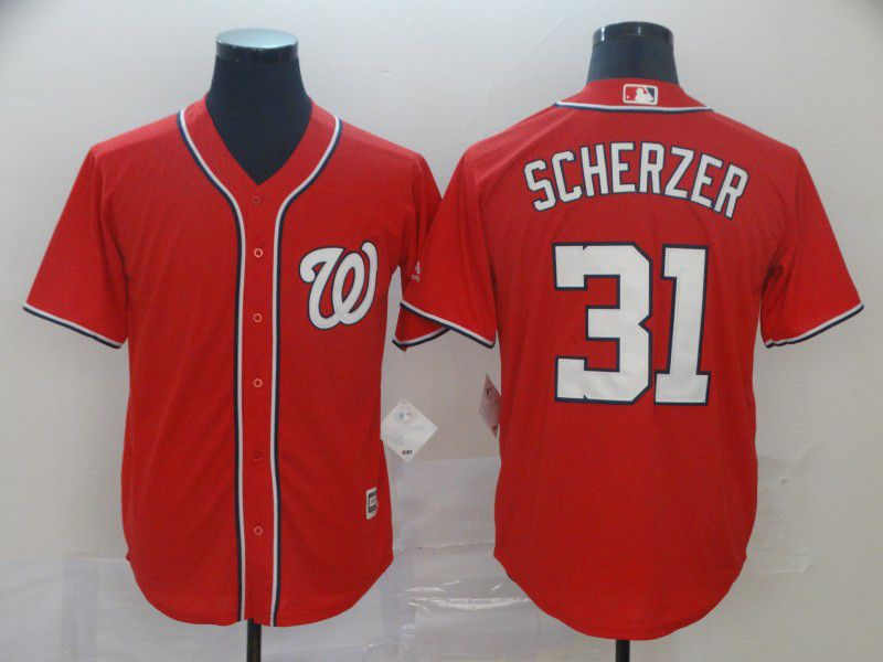 Men Washington Nationals #31 Scherzer Red Game MLB Jerseys
